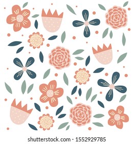 Pastel retro flowers pattern ideal for wallpaper, backgrounds, editorial, surface pattern design, textiles, fabric, homewares and more.