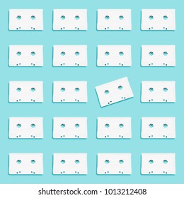 Pastel retro realistic cassette on flat background, vector illustration