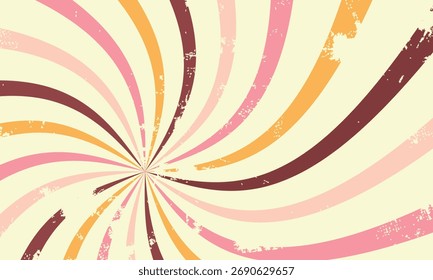 Pastel Retro Spiral Background with Distressed Texture