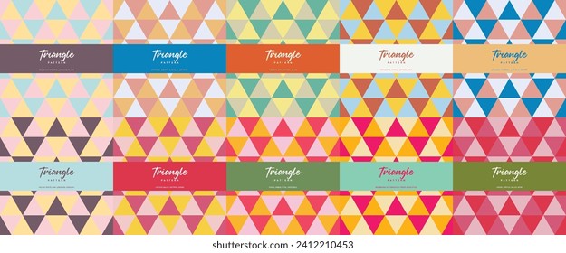 Pastel retro triangle color theme seamless pattern set