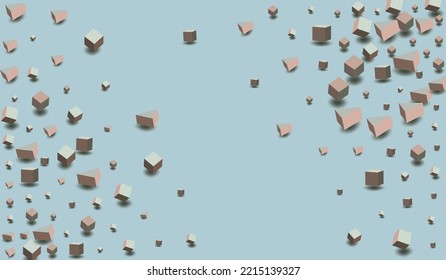 Pastel Rhombus Vector Blue Background. Abstract Block Pattern. Soft Pink Polygon Graphic Paper. Business Box Cover.