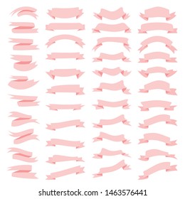 Pastel ribbon banner elements set. Vector illustration.