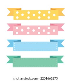Banner-Set für pastellfarbene Bänder. Vektorgrafik