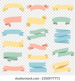 Pastel Ribbons With Transparent Background With Gradient Mesh, Vector Illustration