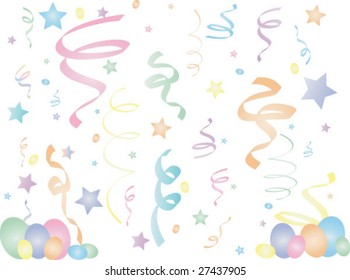 Pastel Ribbons Vector with option Easter Eggs and stars party