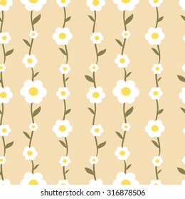 pastel romantic daisy flowers seamless vector pattern background illustration