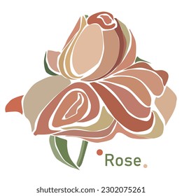 Pastel rose. Decorative drawing rose. For label, logo, pattern