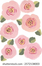 Pastel rose flower hand drawn watercolor pattern