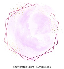 Pastel rose and pink brush strokes and gold lines