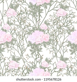 Pastel roses. Seamless pattern.