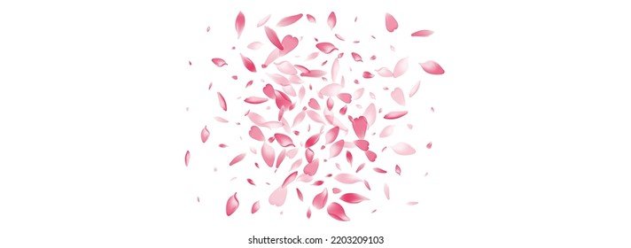 Pastel Sakura Petal Vector Panoramic Background. Pink Summer Apple Petal Cover. Peach Petal Valentine Congratulation. Wallpaper Rose Petal Texture.