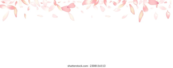 Pastel Sakura Petal Vektor Panorama Hintergrund. Farbenkarte für Hochzeitsrosen. Apfelkuchen-Herbsthintergrund. Realistische Herzlichen Glückwunsch von Kirsch Petal.