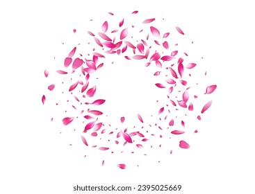 Pastel Sakura Petal Vector White Background. White March Cherry Petal Banner. Flower Petal Free Backdrop. Spring Rose Petal Congratulation.