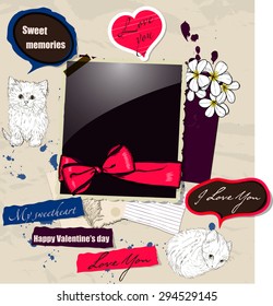 Pastel scrapbooking elements set. Vector illustration EPS10