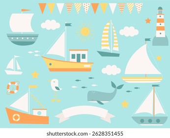 Pastel Sea Adventure Nautical Baby Clipart Set