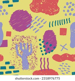 Pastel Seamless Abstract Isolated Surface Cover. Purple Repeated Brushed Hand Drawn Artwork, Seamless Wrapping. Bright Repetitive Stylish Geometric Fabrics Backdrop