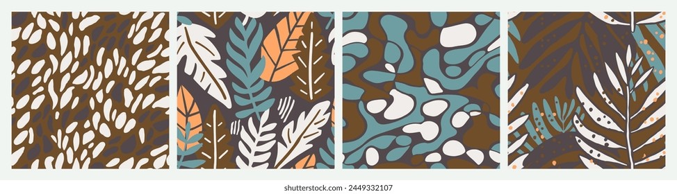 Pastel Seamless Classic Modern Surface Background. Gradient Continuous Creative Spring Scribble, Seamless Print. Orange Seamless Fashion Palm Leaves Backdrop. 