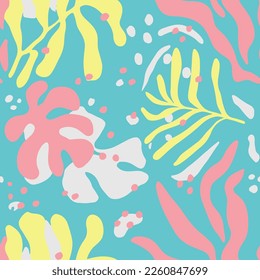 Diseño de plantilla de palm creativa sin inconvenientes para Pastel. Ilustración De Vintage Repetitiva Ligera, Patrón Sin Marea. Papel de fondo para invitaciones artísticas de verano interminables y coloridos. 