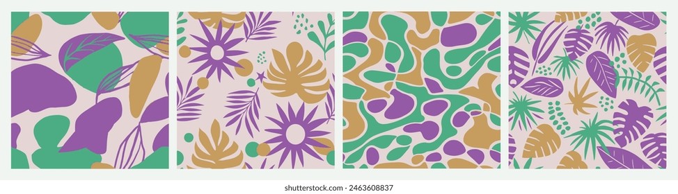 Colección de líneas trópicas creativas sin costuras en color pastel. Luz Continua Doodle Hermosa Acuarela, Textura Sin Costura. Fondo de pintura artística de verano sin fin amarillo. 