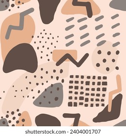 Pastel Seamless Doodle Artistic Element Silhouette. Black Repeated Brushed Beautiful Fabrics, Seamless Backdrop. White Repetitive Color Decorative Decor Texture
