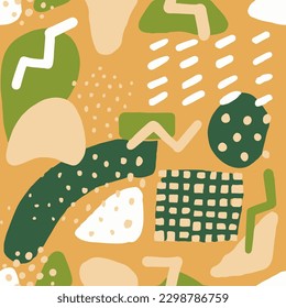 Pastel Seamless Doodle Graphic Element Swatch. Light Endless Fashion Trendy Fabrics, Seamless Wrapping. Orange Repeated Grunge Modern Set Card