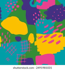 Pastel Seamless Doodle Trendy Set Design. Dark Repetitive Stylish Vintage Surface, Seamless Pattern. Pink Repeated Contemporary Modern Artwork Wallpaper