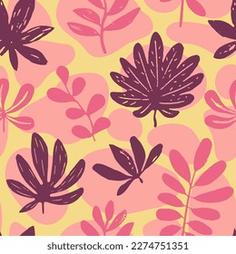 Impresión De Líneas De Flora Elegantes Y Sin Pañuelo. Hojas De Foliage De Doodle Blancas Interminables, Sensación De Sensación. Arte de plantilla de jungla de moda repetitiva ligera. 