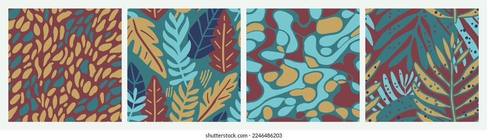 Patrón De Forma De Foliage Elegante Y Sin Pescado. Ornamento Decorativo De Color Inmaculado, Fondo Sin Margen. Arte de escrúpulos tropicales verde y repetido. 