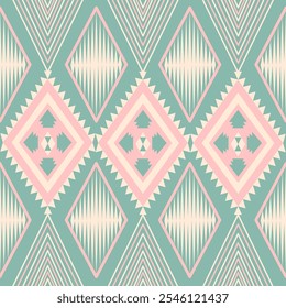 Pastel Seamless Ethnic Pattern Texture. Navajo Geometric Print, Rustic Decorative Ornament. Abstract Geometric Pattern. Native American Pattern Ornament for the design of Clothing
