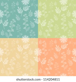 Pastel seamless floral pattern set