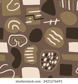 Pastel Seamless Grunge Geometric Set Vector. Dark Continuous Stylish Retro Element, Seamless Silhouette. Bright Repetitive Contemporary Beautiful Watercolor Swatch