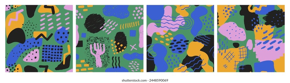 Esbozo de elemento aislado Grunge sin costuras en color pastel. Textil gráfico de verano repetitivo negro, rayas sin costuras. Doodle de Plantilla simple contemporáneo repetido azul
