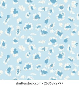Pastel seamless leopard-inspired pattern soft blue tones on a light background. Vector designs for fashion, home decor, or creative projects. A bold, colorful twist on a classic animal print