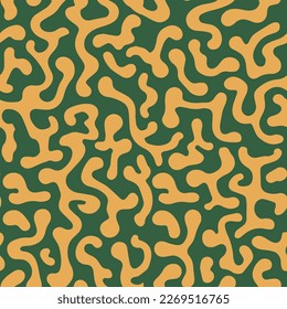 Pastel Seamless Organic Trendy Template Pattern. Green Repetitive Decoration Natural Lines, Seamless Structure. Bright Endless Color Artistic Surface Print. 