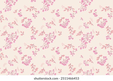 Pastel padrão sem emenda com bagas artísticas abstratas em folhas de ramos. Juniper estilizado, boxwood, viburnum, dogwood barberry print. Ornamento de ilustração botânica bonito em um fundo claro