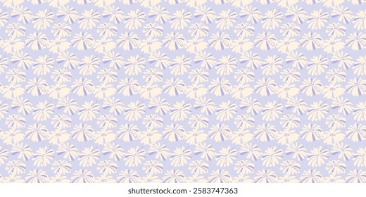 Pastel seamless pattern with abstract creative shapes flowers. Stylized silhouettes floral printing. Vector hand drawing. Plain ornament