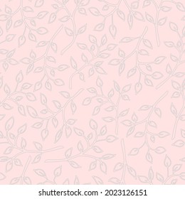Pastel seamless pattern. Beige banches on a pink background. Good for print, cover, textil, wedding decoration and more.