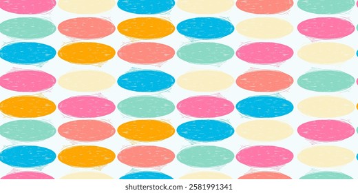 Pastel Padrão sem emenda com Doodle Grunge círculos geométricos. Papel de parede retrô. Desenhos românticos a lápis com textura desenhada à mão, fundo vintage