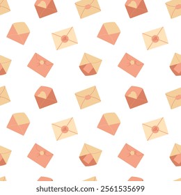 Pastel Seamless Pattern with envelopes and letters, love seamless pattern