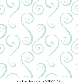 Pastel seamless pattern of hand drawn scrolls. Cute vector background in greek style