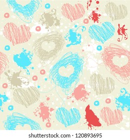 Pastel seamless pattern with hearts