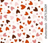 Pastel seamless pattern with hearts in a chaotic arrangement for Valentine