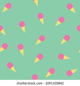 pastel seamless pattern of pink ice cream cone