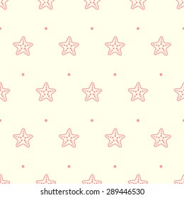 Pastel seamless pattern with sea starfish. Vector illustration