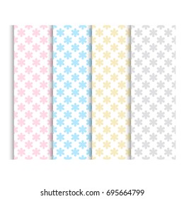 pastel seamless pattern set, background. Vector illustration for elegant design. baby shower pattern.  Good for baby birthday, wallpaper, pattern, surface textures, printing onto fabric and paper. 