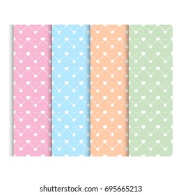 pastel seamless pattern set, background. Vector illustration for elegant design. baby shower pattern.  Good for baby birthday, wallpaper, pattern, surface textures, printing onto fabric and paper. 
