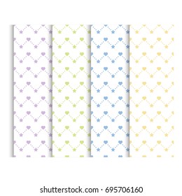 pastel seamless pattern set, background. Vector illustration for elegant design. baby shower pattern.  Good for baby birthday, wallpaper, pattern, surface textures, printing onto fabric and paper. 