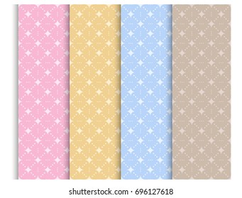 pastel seamless pattern set, background. Vector illustration for elegant design. baby shower pattern.  Good for baby, wallpaper, pattern, surface textures, printing on to fabric and paper. 