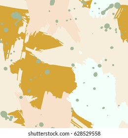 Pastel seamless pattern with splashes of paint. Abstract Painted texture with ink splatter. 