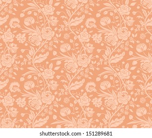 Pastel seamless pattern with a vintage flower bouquets carnations and chrysanthemums